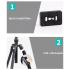 JMARY KT325-NB30 1.6m Aluminum Alloy Cell Phone Tripod Stand for SLR, Action Camera Rotating Portable Tripod Holder - Black